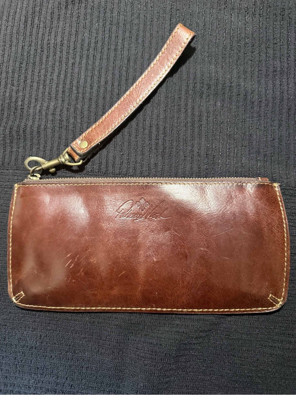Patricia Nash Brown Leather Wristlet Clutch